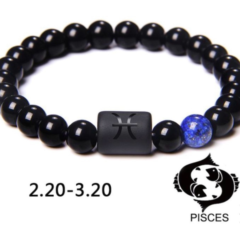 Pisces Black Bracelet with Blue Accent